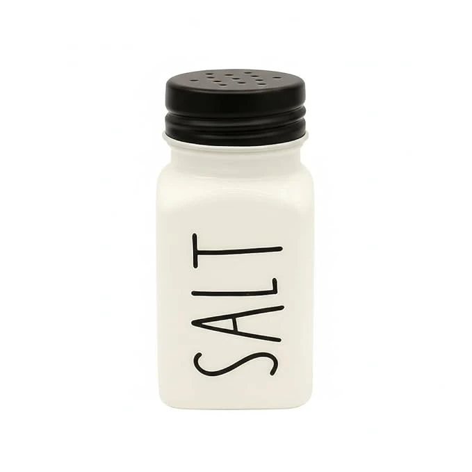 VAMA 2 in 1 Glass Salt & Pepper Set with Stand - White + Black — view 6