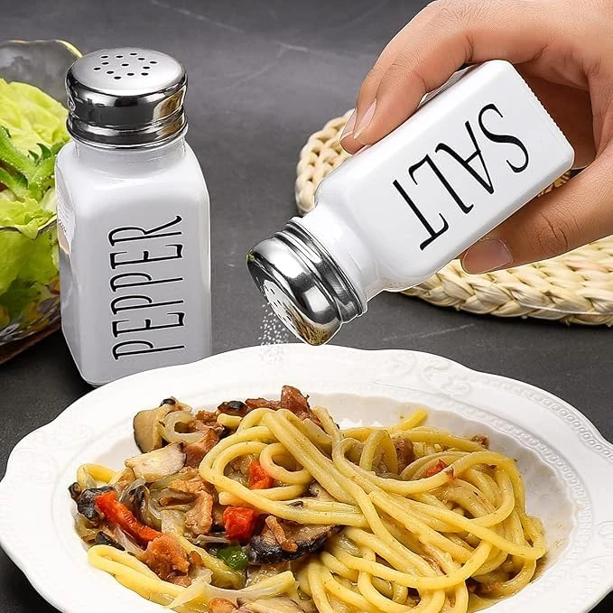 VAMA 2 in 1 Glass Salt & Pepper Set without Stand - White — view 3