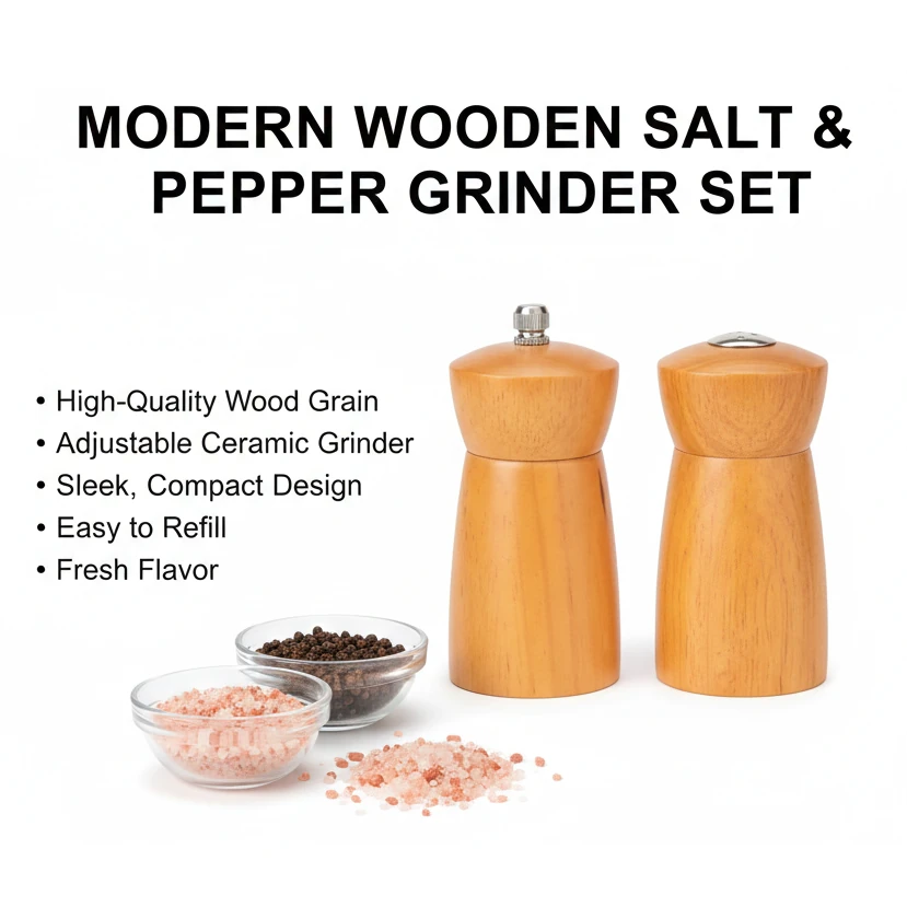 Wooden Salt & Pepper Set - Walnut Brown — view 5