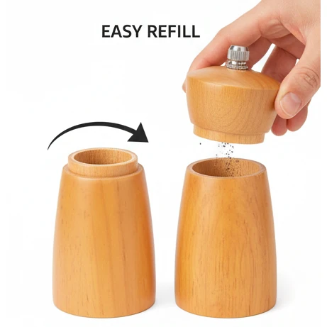 Wooden Salt & Pepper Set - Walnut Brown — view 6