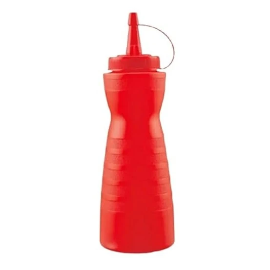 Plastic Curved Sauce Bottle with Top Cap 350ml