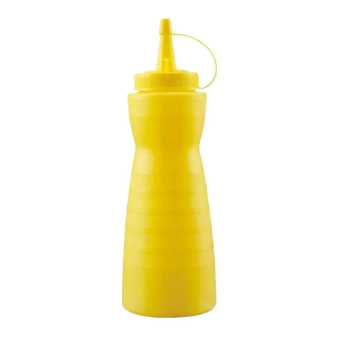 Plastic Curved Sauce Bottle with Top Cap 350ml