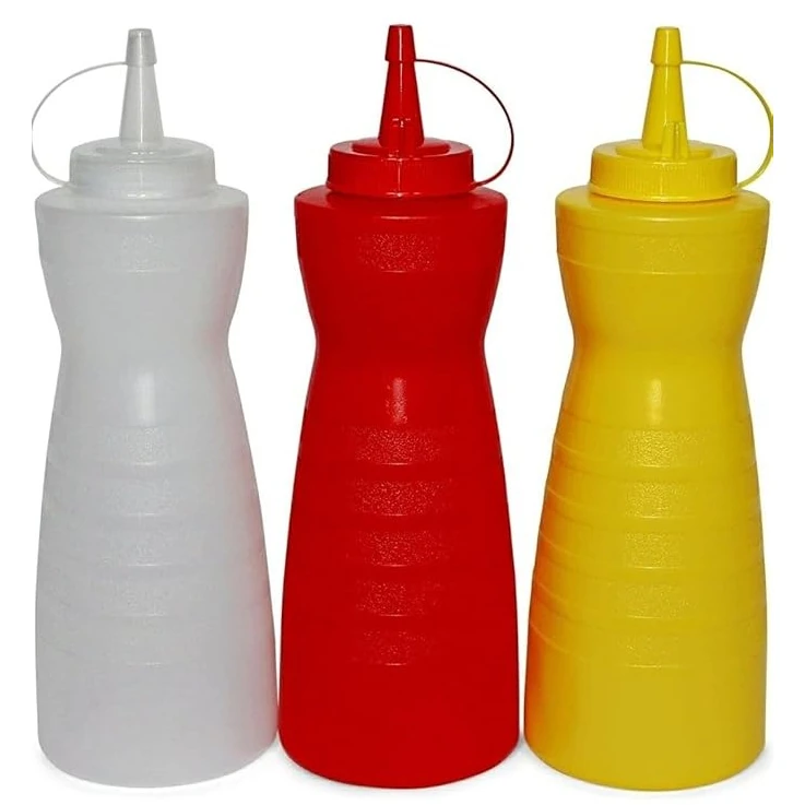 Plastic Curved Sauce Bottle with Top Cap 700ml — view 7