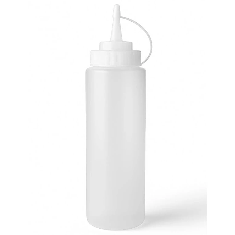 Plastic Straight Sauce Bottle White