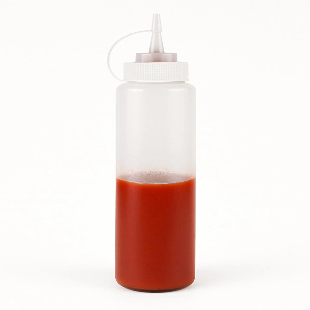 Plastic Straight Sauce Bottle White — view 5