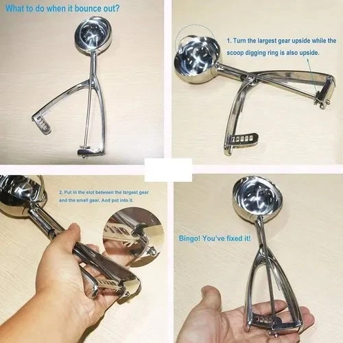 SS Ice Cream Scoop with Gear + Spring — view 6