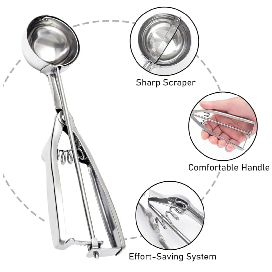SS Ice Cream Scoop with Spring — view 4