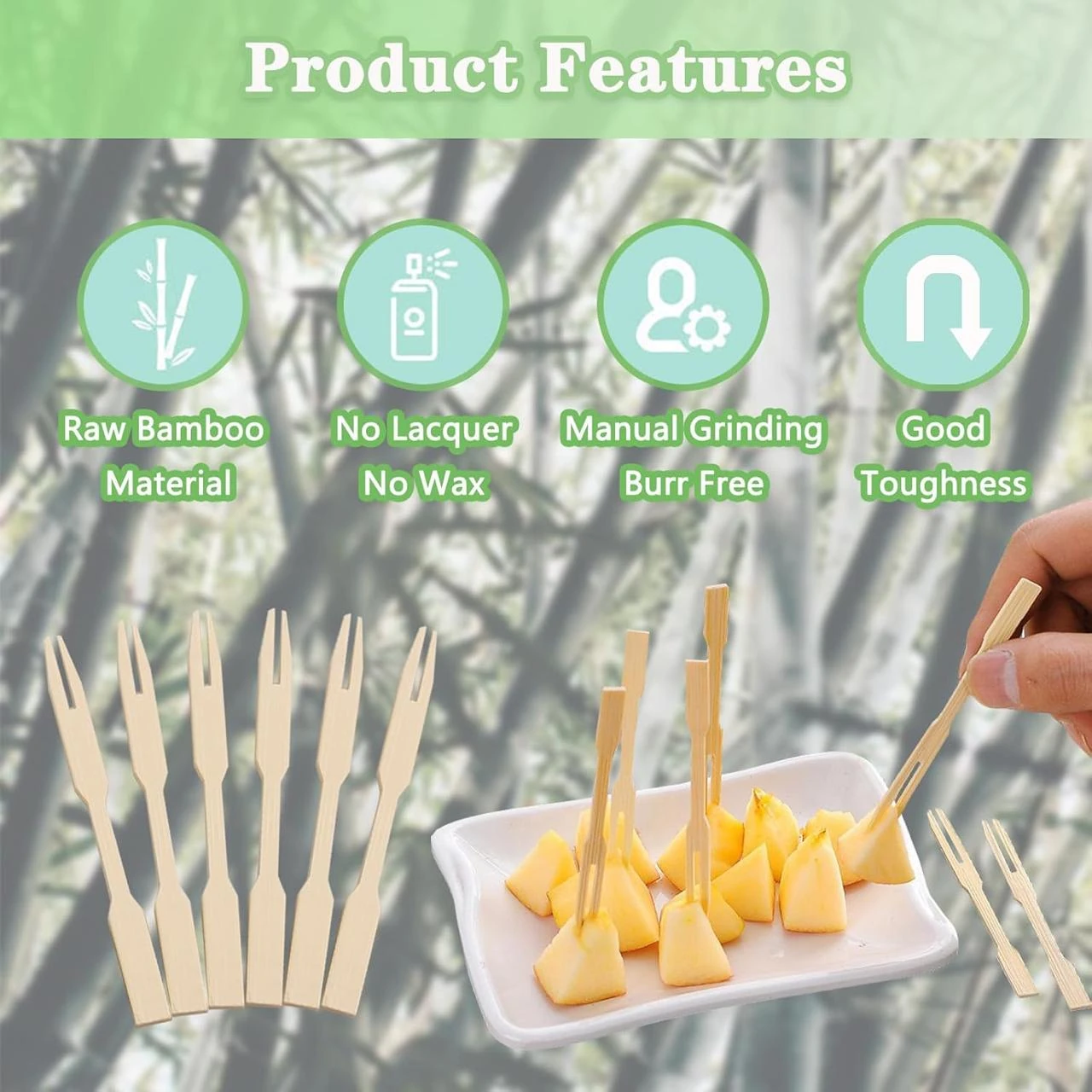 Wooden Fruit Fork - Length: 4" | Quantity ~ 50pp — view 4