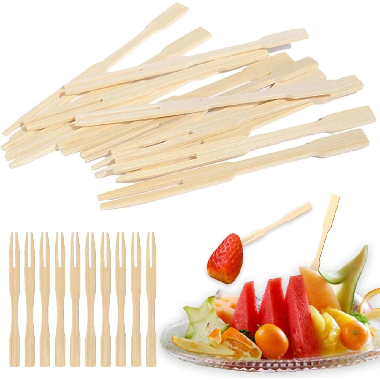 Wooden Fruit Fork - Length: 4" | Quantity ~ 50pp — view 6