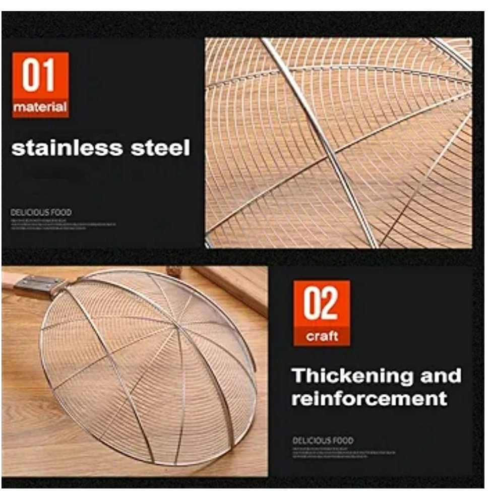 Wooden Flat Handle Heavy SS Noodle Strainer — view 4