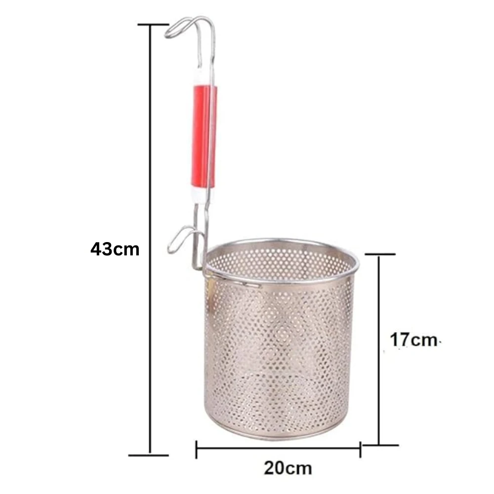 Wooden Handle SS Cylindrical Pasta Boiler/Strainer - 20cm — view 2
