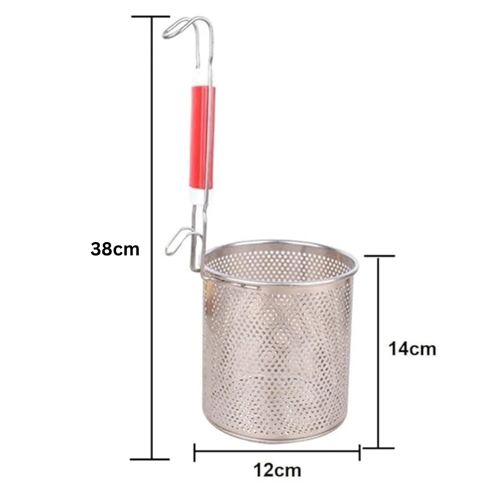 Wooden Handle SS Cylindrical Pasta Boiler/Strainer — view 2