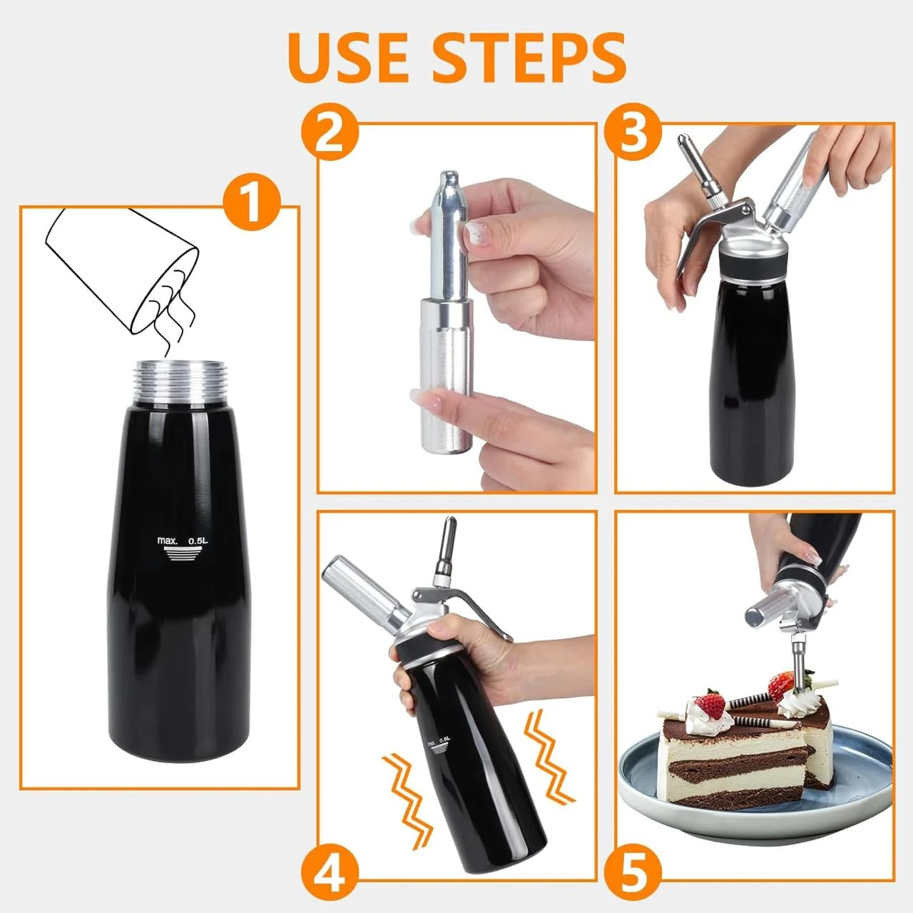 Premium Cream Whipper - Black — view 5