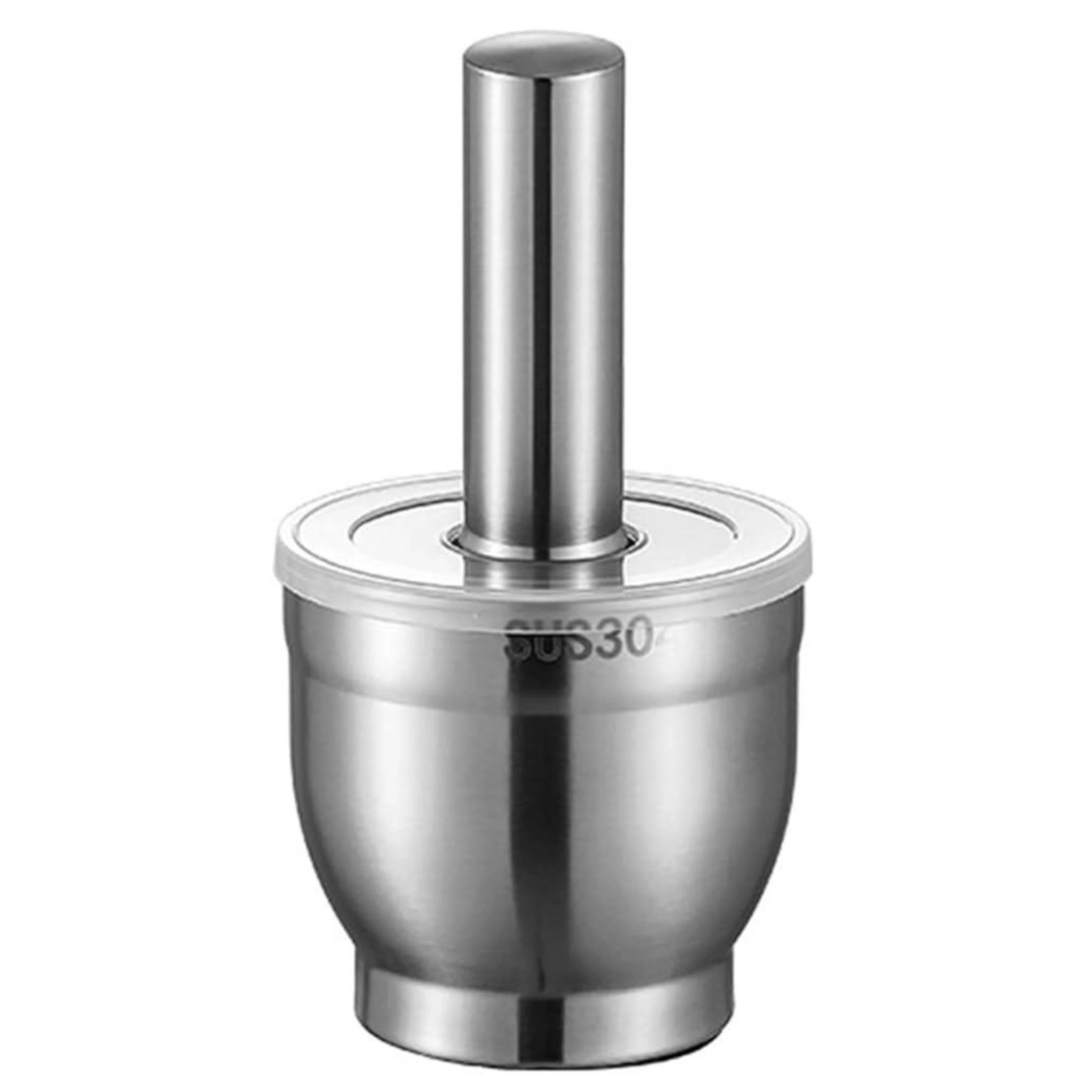 SS Ingredient Masher / Powder Maker Set with Transparent Plastic Lid