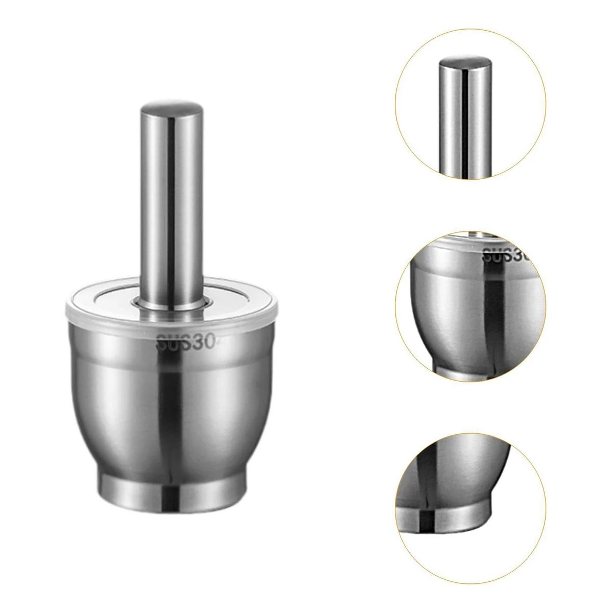 SS Ingredient Masher / Powder Maker Set with Transparent Plastic Lid — view 9