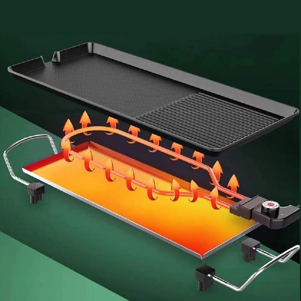 Electric Rectangle Barbeque Grill Tawa Plate — view 6