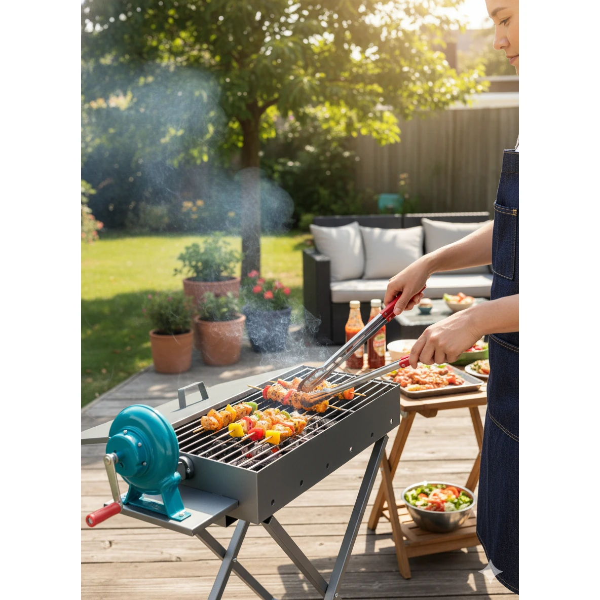 MS Rectangle Barbeque Grill with Lid & Premium Blower — view 3