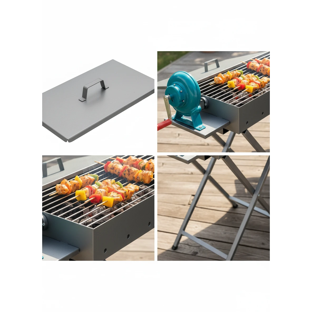 MS Rectangle Barbeque Grill with Lid & Premium Blower — view 4