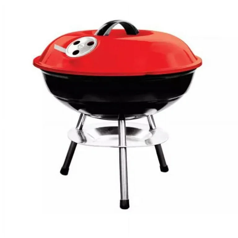MS Red Top Round Barbeque Grill with Stand & Wheels (Grill Area: 35cm Diameter - Small)