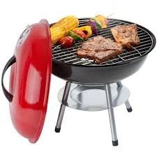 MS Red Top Round Barbeque Grill with Stand & Wheels (Grill Area: 35cm Diameter - Small) — view 3