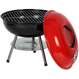 MS Red Top Round Barbeque Grill with Stand & Wheels (Grill Area: 35cm Diameter - Small) — view 5