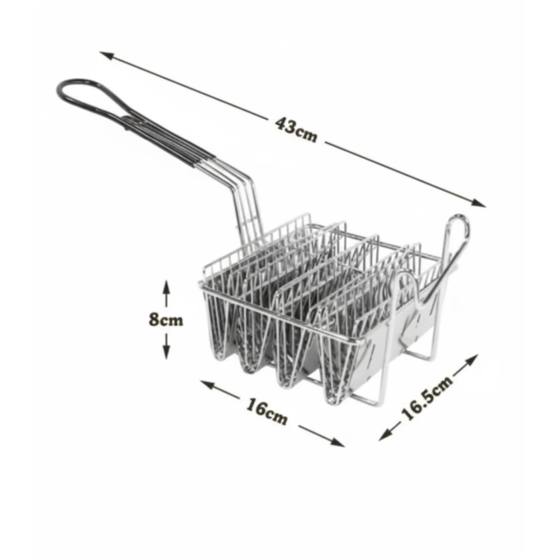 SS V Shaped Taco Fry Basket — view 2