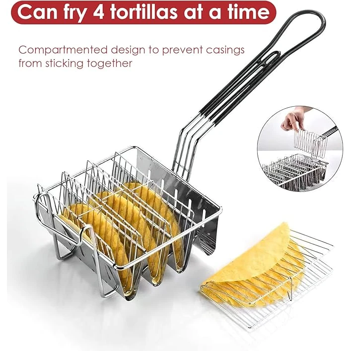 SS V Shaped Taco Fry Basket — view 3