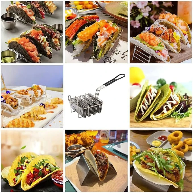 SS V Shaped Taco Fry Basket — view 5