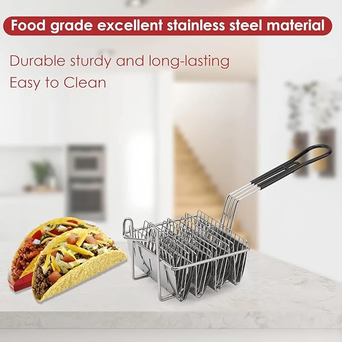 SS V Shaped Taco Fry Basket — view 7