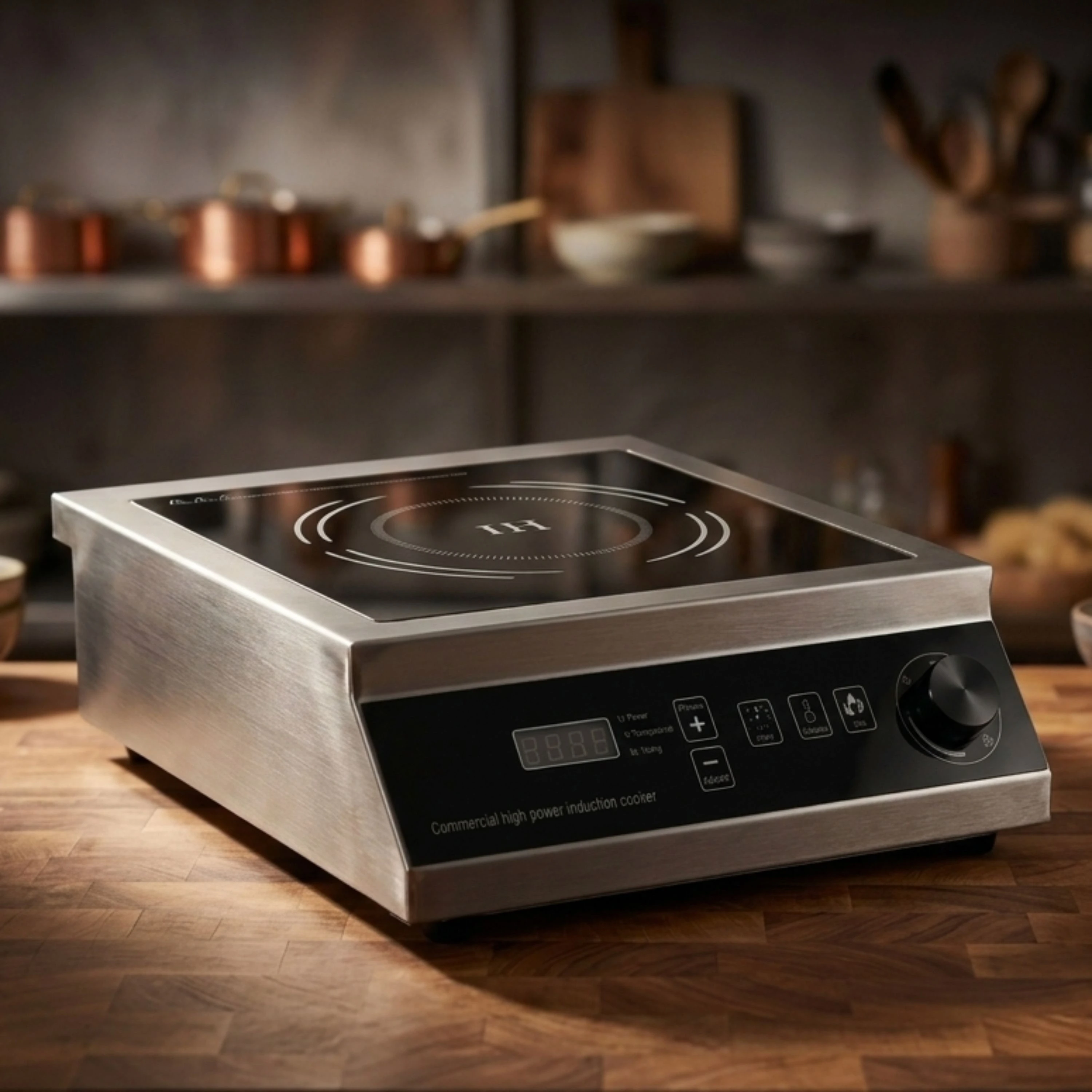Full SS Commercial Induction - WLX1A | 3500W | Square | Flat Base | Switch + Knob Model