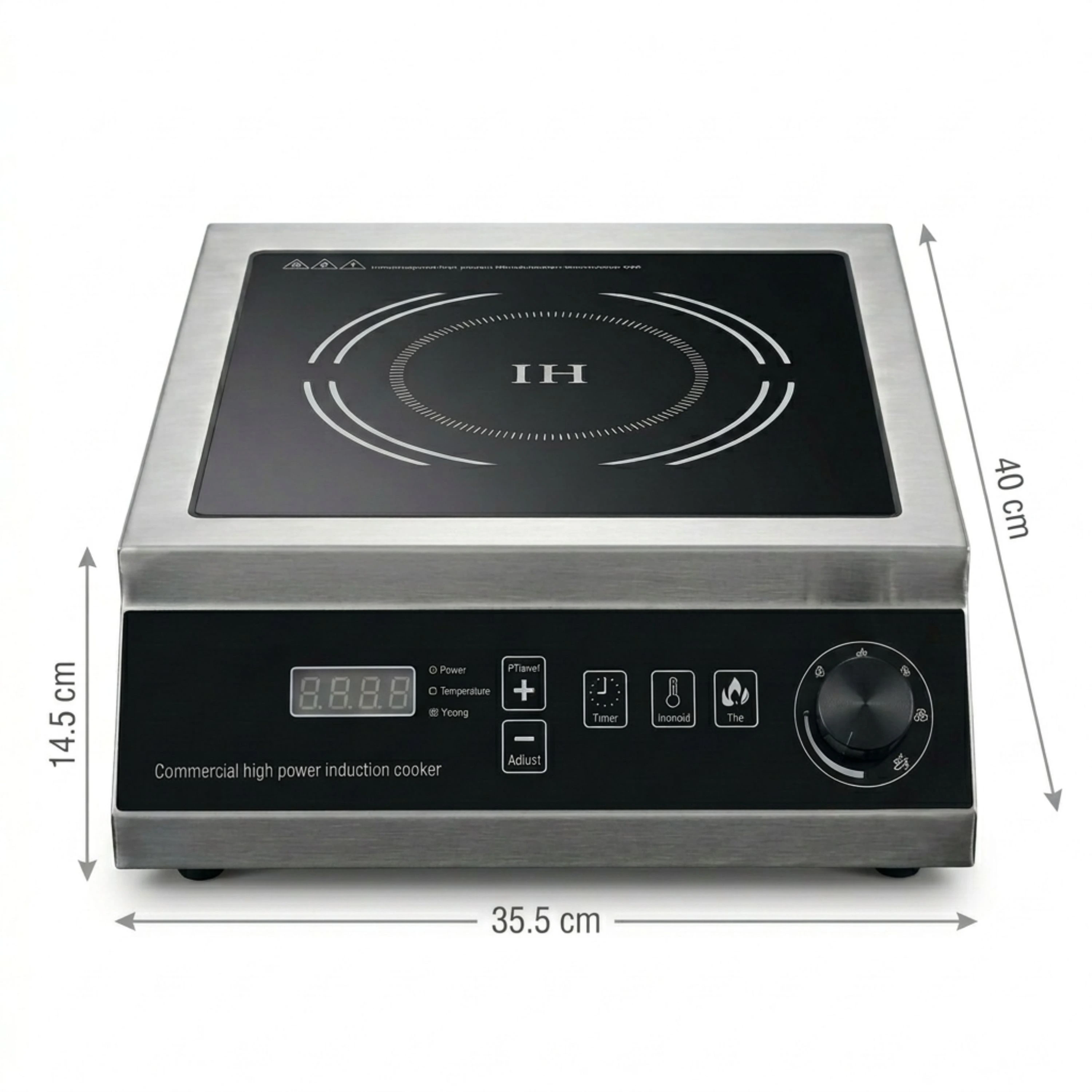 Full SS Commercial Induction - WLX1A | 3500W | Square | Flat Base | Switch + Knob Model — view 3