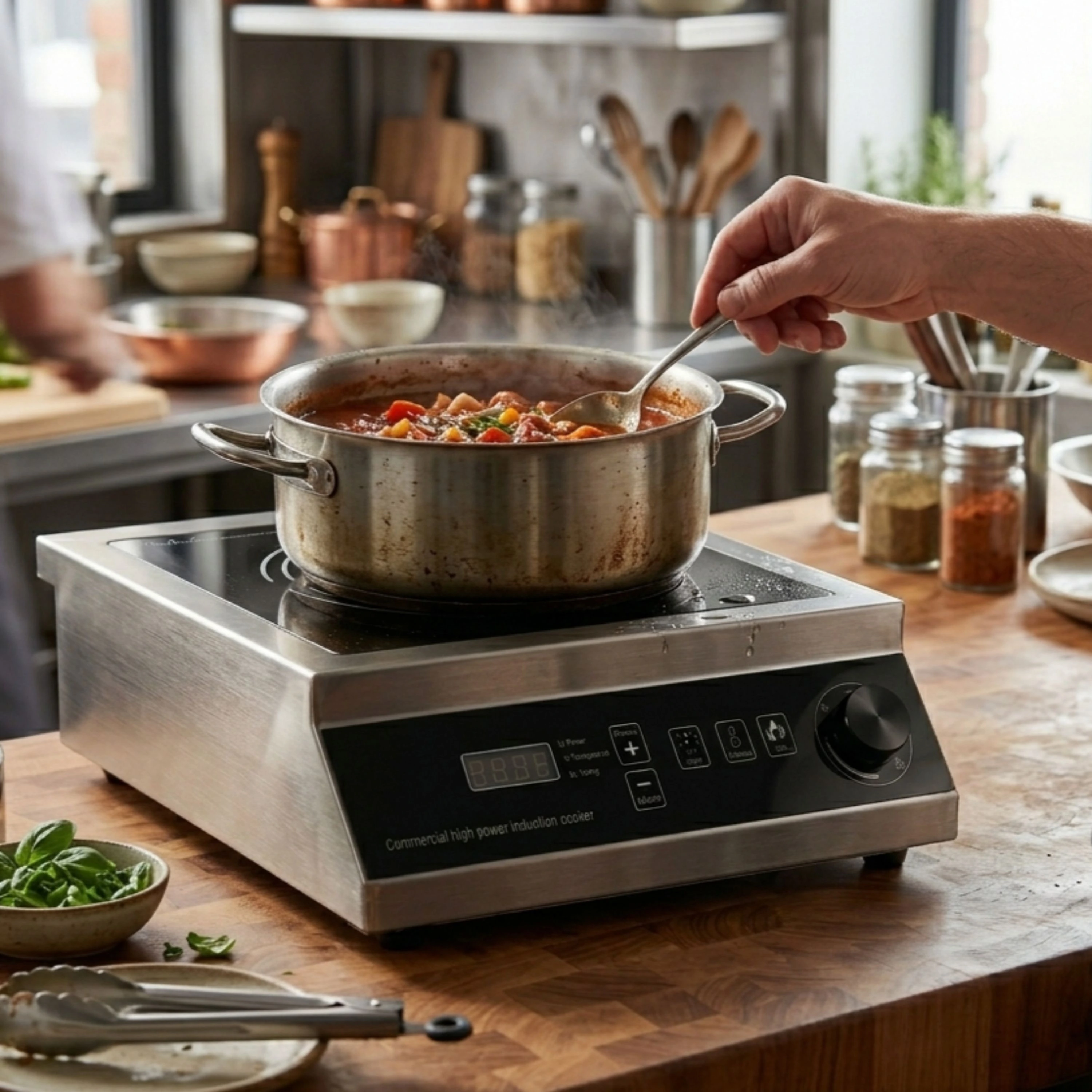 Full SS Commercial Induction - WLX1A | 3500W | Square | Flat Base | Switch + Knob Model — view 6