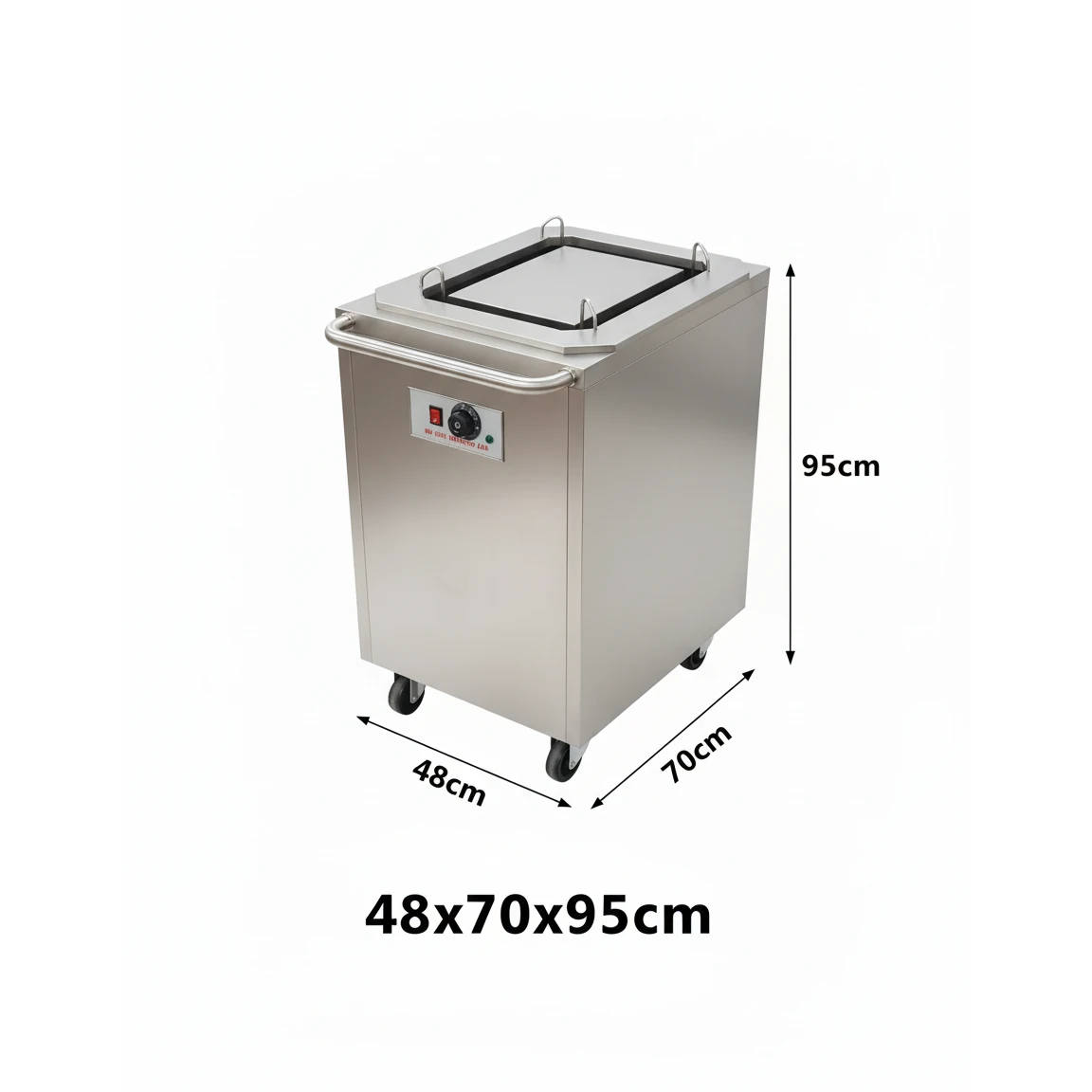 Electric Rectangle Shaped SS Plate Warmer with Temp Controller & Wheel Lock Function - Single (Capacity: 50 plates/batch | Max Plate Size: 38*28cm) — view 2