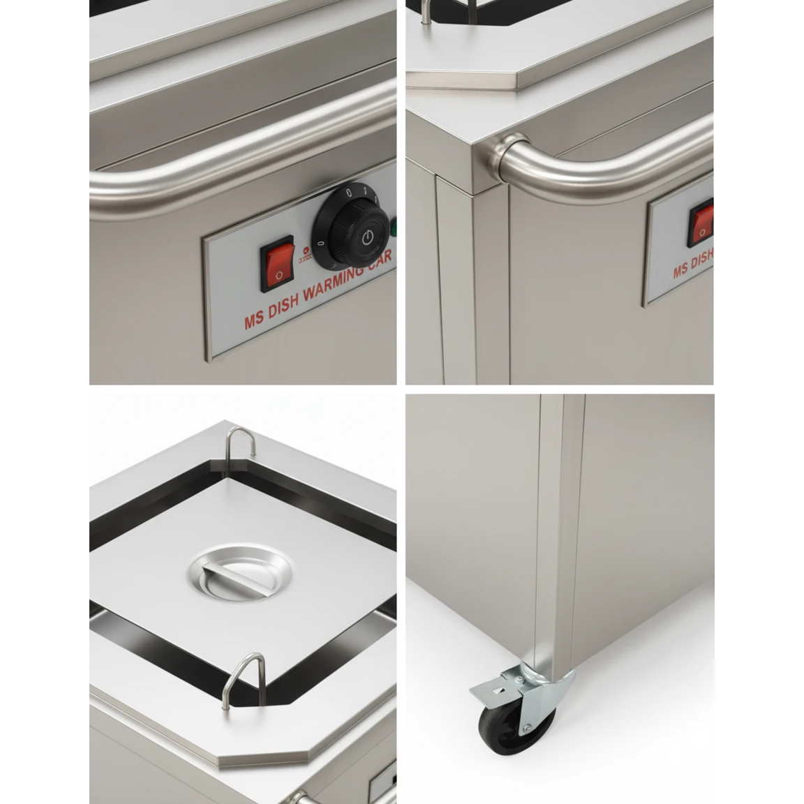 Electric Rectangle Shaped SS Plate Warmer with Temp Controller & Wheel Lock Function - Single (Capacity: 50 plates/batch | Max Plate Size: 38*28cm) — view 4