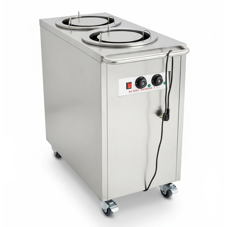 Electric Square Shaped SS Plate Warmer with Temp Controller & Wheel Lock Function - Double (Capacity: 100 plates/batch | Max Plate Size: 30.5cm Diameter)