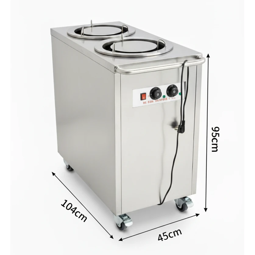 Electric Square Shaped SS Plate Warmer with Temp Controller & Wheel Lock Function - Double (Capacity: 100 plates/batch | Max Plate Size: 30.5cm Diameter) — view 2