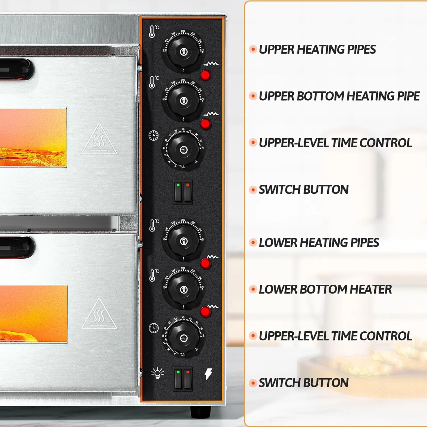 Electric Pizza Oven 2 Deck 2 Tray with 2 Stone - 2AMS (Stone Size: 20x20 inch.) — view 5