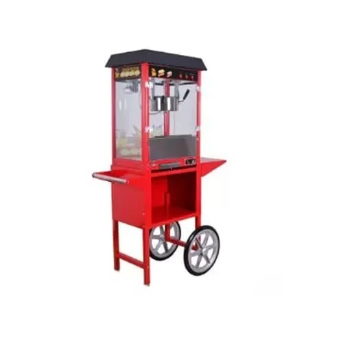 Electric Popcorn Machine with Cart Trolley & Toughened Glass - MS Red Body with Black Top — view 6