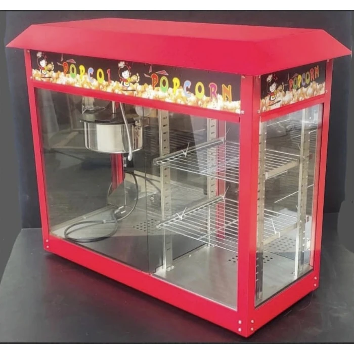 Electric Popcorn Machine with Side Compartments & Toughened Glass - MS Red Body — view 5