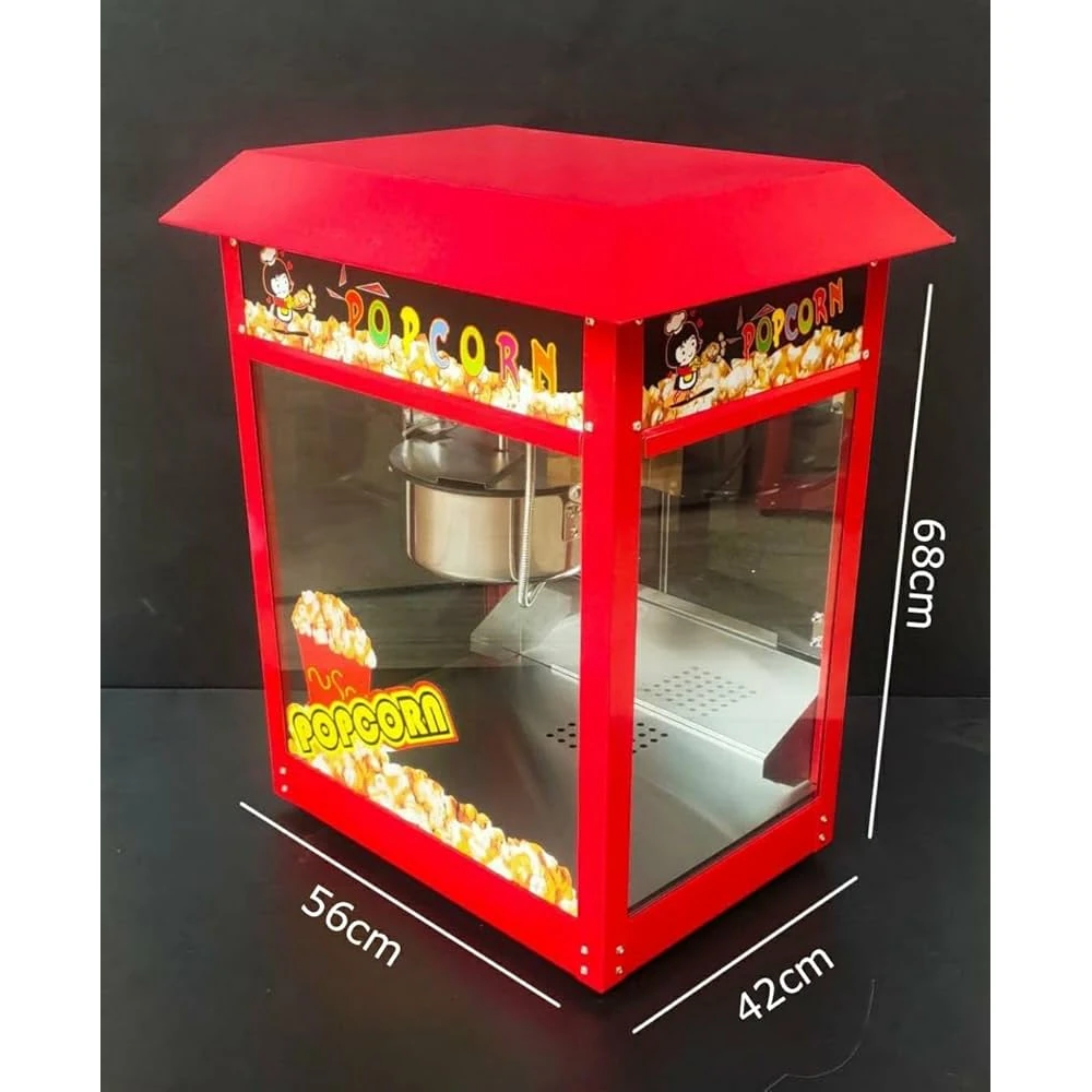Electric Popcorn Machine with Toughened Glass - MS Red Body — view 2