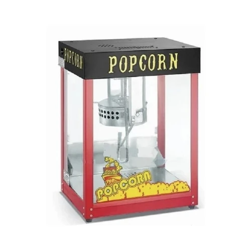 Gas Popcorn Machine with Toughened Glass - MS Red Body with Black Top