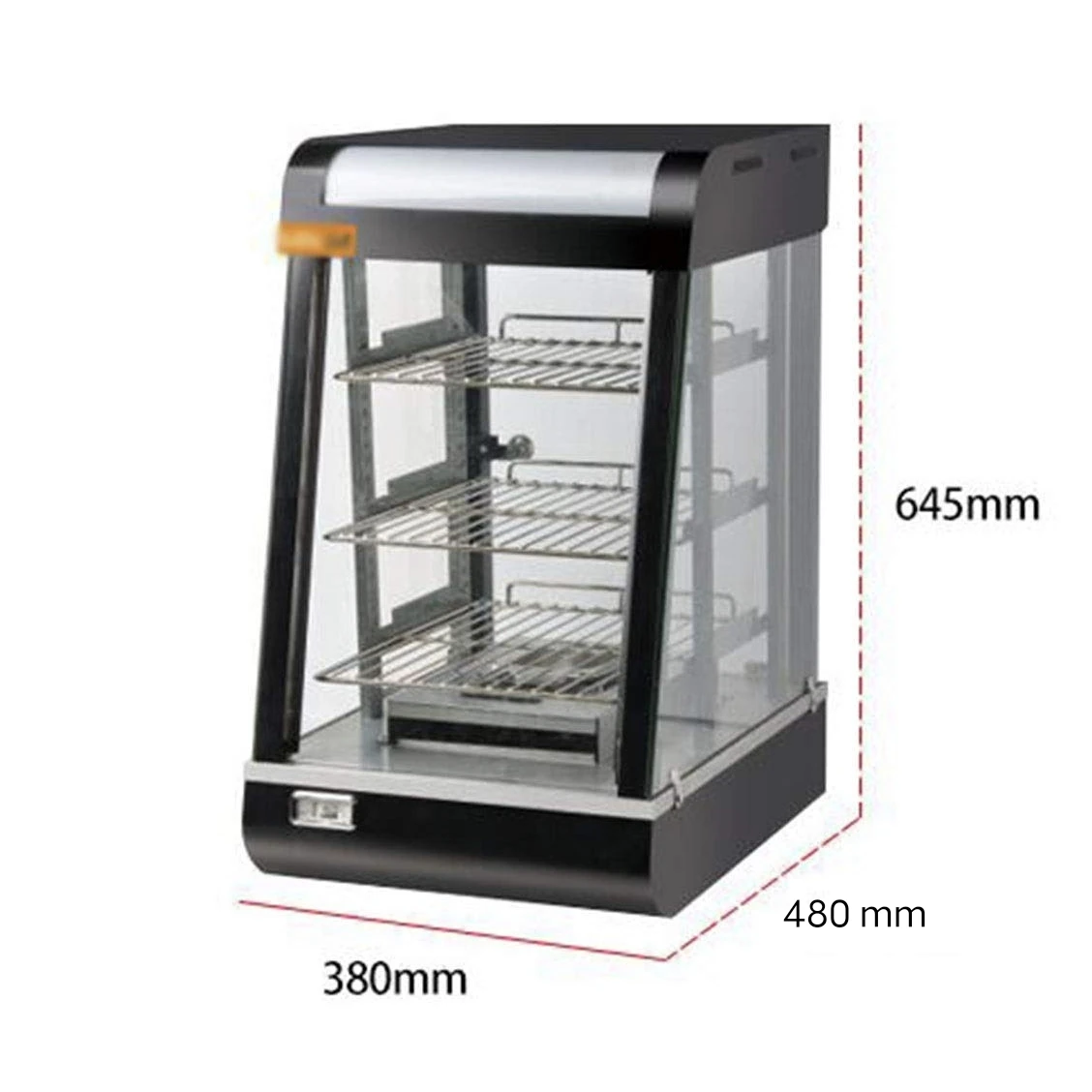 Electric Black Warming Display Showcase with Toughend Glass - 3 Layer Slanting Model - Small — view 2