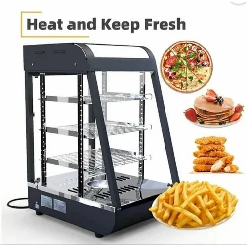 Electric Black Warming Display Showcase with Toughend Glass - 3 Layer Slanting Model - Small — view 3