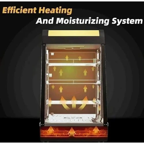 Electric Black Warming Display Showcase with Toughend Glass - 3 Layer Slanting Model - Small — view 5