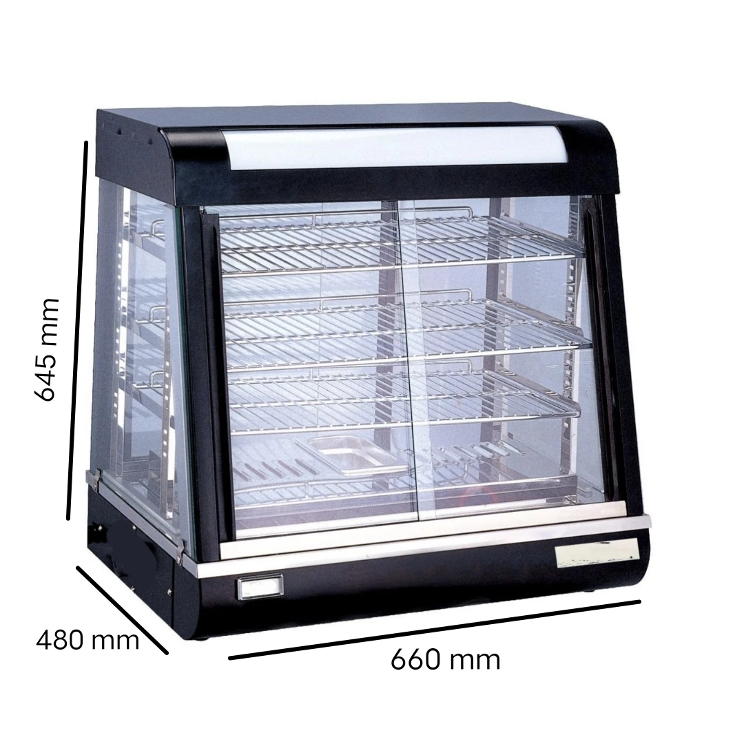 Electric Black Warming Display Showcase with Toughened Glass - 3 Layer Slanting Model - Big — view 2