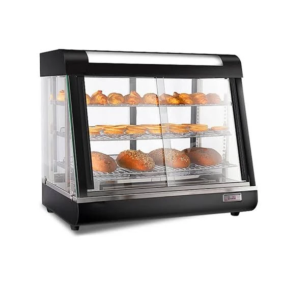 Electric Black Warming Display Showcase with Toughened Glass - 3 Layer Slanting Model - Big — view 3