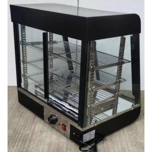 Electric Black Warming Display Showcase with Toughened Glass - 3 Layer Slanting Model - Big — view 4
