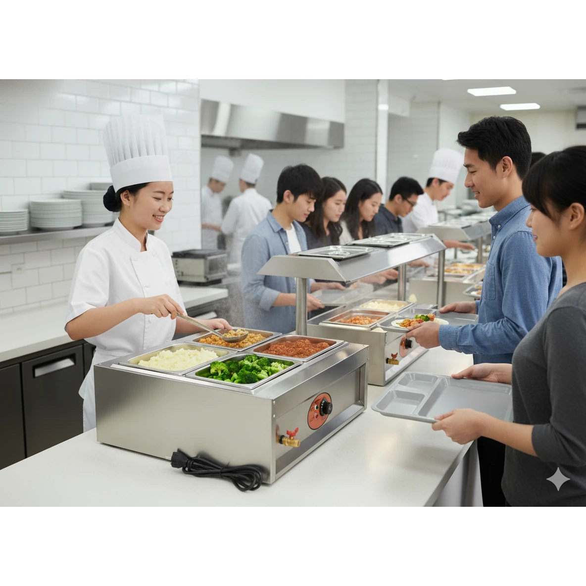 Electric Bain Marie without Glass - 6 Compartments (6 GN Pans of 1/3 150mm ~ 5.5L/Pan) — view 3
