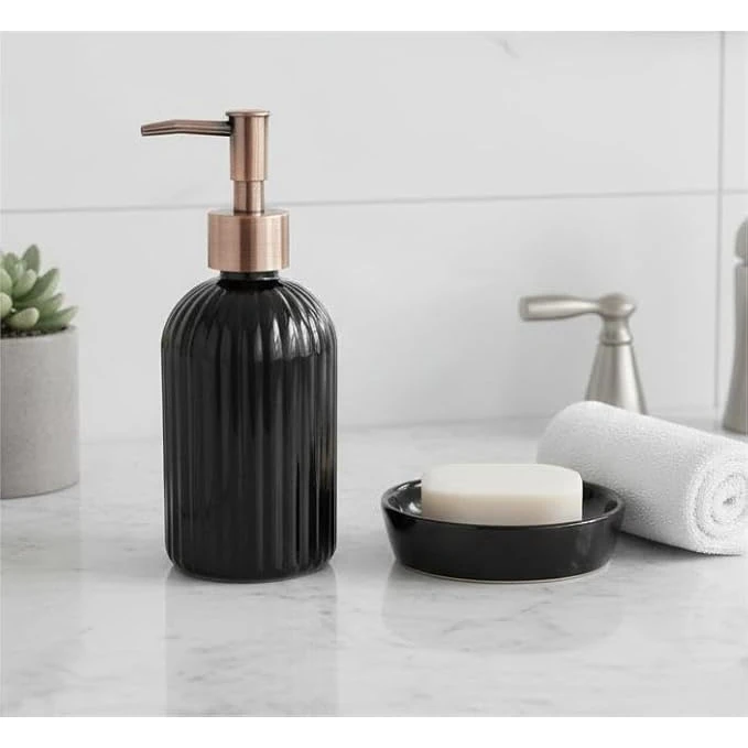 VAMA Glass Soap Dispenser - 370ml | Black — view 3