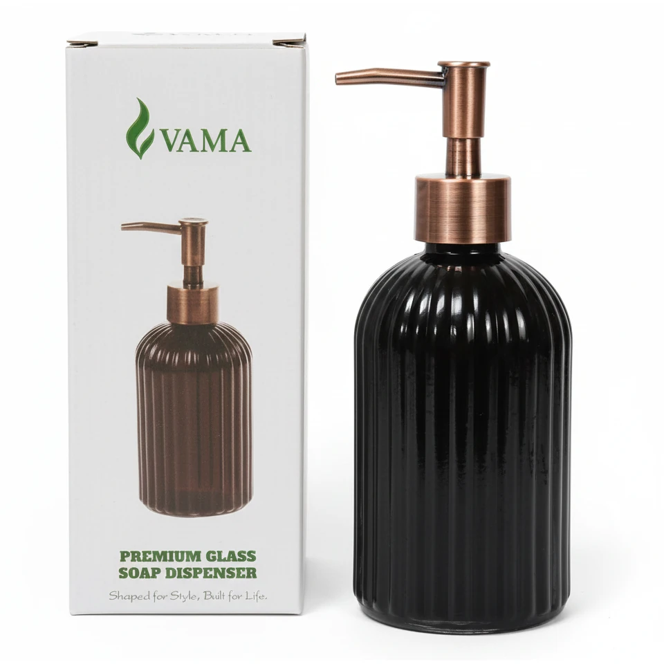 VAMA Glass Soap Dispenser - 370ml | Black — view 6